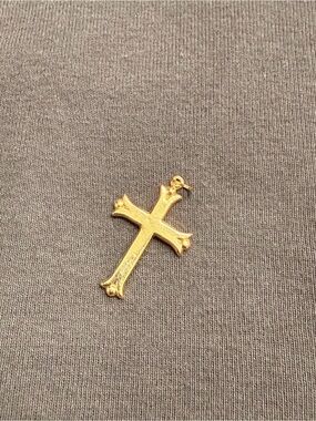14K Gold Cross Pendant Charm